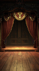 A Glimpse Behind the Curtain:  A 3D Render of an Ornate Theater Stage Awaits the Spotlight.