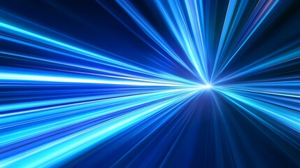 Blue light speed background with glowing lines, blue abstract technology banner design for digital video and film production, motion graphics or futuristic website template