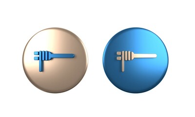 Fototapeta premium Colorful Pasta spaghetti on the fork icon isolated on white background. Italian restaurant. Circle button. 3D render illustration