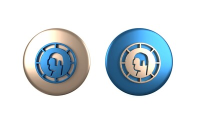 Fototapeta premium Colorful Ancient Greek coin icon isolated on white background. Circle button. 3D render illustration