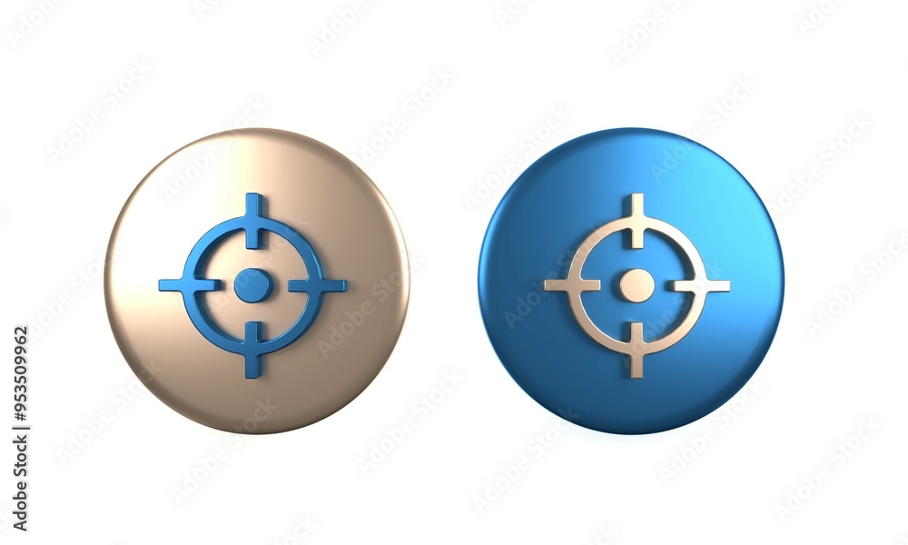 Wall mural Colorful Target sport icon isolated on white background. Clean target with numbers for shooting range or shooting. Circle button. 3D render illustration