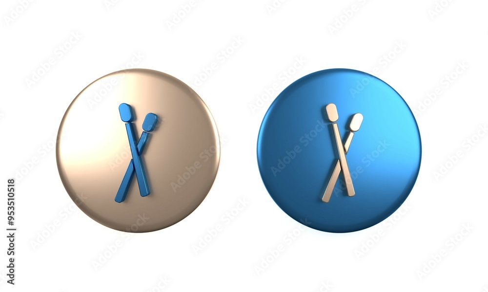 Canvas Prints Colorful Drum sticks icon isolated on white background. Musical instrument. Circle button. 3D render illustration