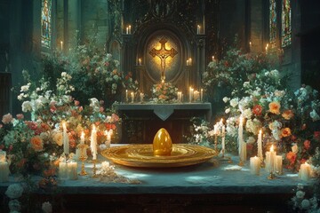 Fototapeta premium Eucharistic Host Altar Display Christianity Religion Spiritual Symbol