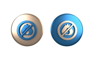 Colorful No fire icon isolated on white background. Fire prohibition and forbidden. Circle button. 3D render illustration