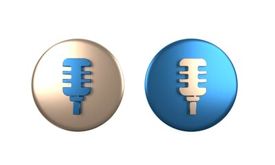 Colorful Microphone icon isolated on white background. On air radio mic microphone. Speaker sign. Circle button. 3D render illustration