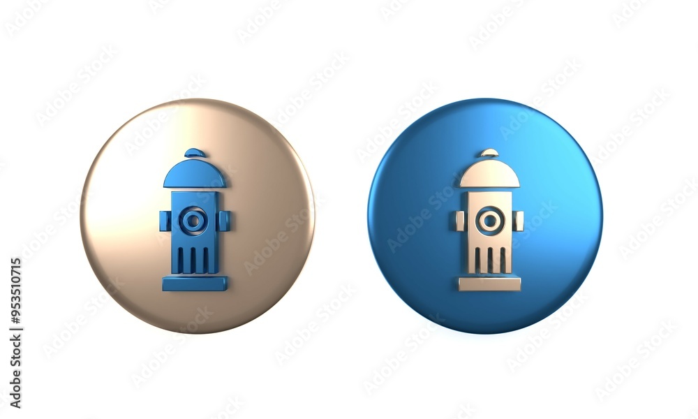 Sticker colorful fire hydrant icon isolated on white background. circle button. 3d render illustration