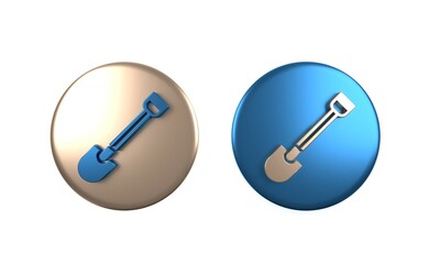 Colorful Fire shovel icon isolated on white background. Fire protection equipment. Equipment for firefighter. Circle button. 3D render illustration