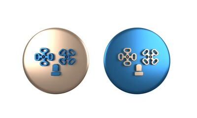 Colorful Water tap icon isolated on white background. Circle button. 3D render illustration