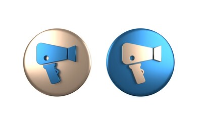 Colorful Hair dryer icon isolated on white background. Hairdryer sign. Hair drying symbol. Blowing hot air. Circle button. 3D render illustration