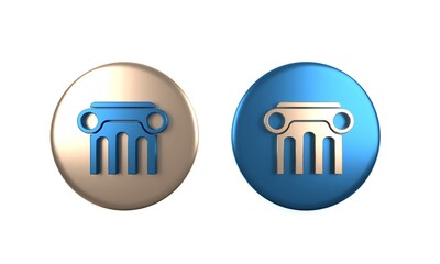 Colorful Law pillar icon isolated on white background. Circle button. 3D render illustration