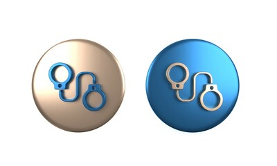 Colorful Handcuffs icon isolated on white background. Circle button. 3D render illustration