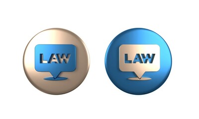 Colorful Location law icon isolated on white background. Circle button. 3D render illustration