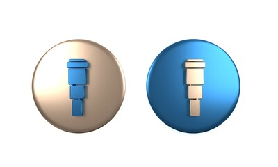 Colorful Spyglass telescope lens icon isolated on white background. Sailor spyglass. Circle button. 3D render illustration