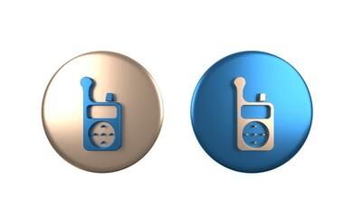 Colorful Baby Monitor Walkie Talkie icon isolated on white background. Circle button. 3D render illustration