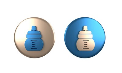 Colorful Baby bottle icon isolated on white background. Feeding bottle icon. Milk bottle sign. Circle button. 3D render illustration