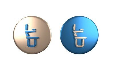 Obraz premium Colorful Airplane seat icon isolated on white background. Circle button. 3D render illustration