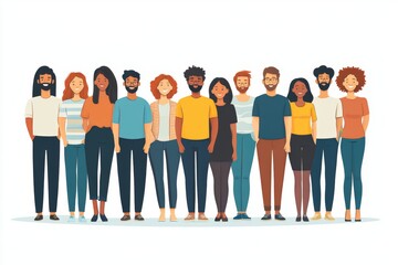 Diverse people standing together. Multicultural group of people background (europian, asian, american). Show TV concept. Human social diversity crowd, Generative AI