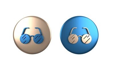 Colorful Eyeglasses icon isolated on white background. Circle button. 3D render illustration