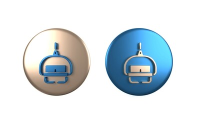 Colorful Ski lift icon isolated on white background. Circle button. 3D render illustration