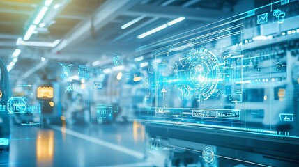Fototapeta premium An advanced logistics facility where infrastructure optimization and intelligent machines come together to improve workflow and communication