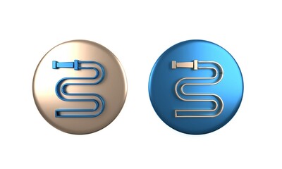 Colorful Fire hose reel icon isolated on white background. Circle button. 3D render illustration