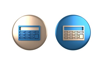 Colorful Calculator icon isolated on white background. Accounting symbol. Business calculations mathematics education and finance. Circle button. 3D render illustration