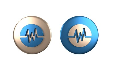 Colorful Heart rate icon isolated on white background. Heartbeat sign. Heart pulse icon. Cardiogram icon. Circle button. 3D render illustration