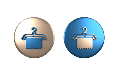 Colorful Hanger wardrobe icon isolated on white background. Clean towel sign. Cloakroom icon. Clothes service symbol. Laundry hanger. Circle button. 3D render illustration