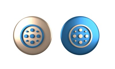 Colorful Sewing button for clothes icon isolated on white background. Clothing button. Circle button. 3D render illustration