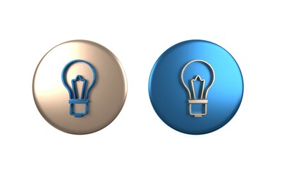 Colorful Light bulb with concept of idea icon isolated on white background. Energy and idea symbol. Inspiration concept. Circle button. 3D render illustration