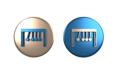 Colorful Pendulum icon isolated on white background. Newtons cradle. Circle button. 3D render illustration