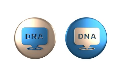 Colorful DNA symbol icon isolated on white background. Circle button. 3D render illustration