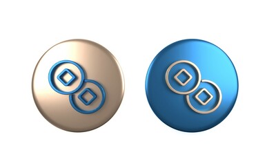 Colorful Chinese Yuan currency symbol icon isolated on white background. Coin money. Banking currency sign. Cash symbol. Circle button. 3D render illustration