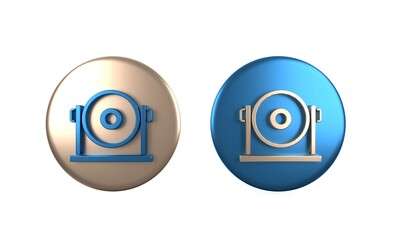 Colorful Gong musical percussion instrument circular metal disc icon isolated on white background. Circle button. 3D render illustration