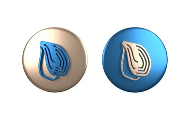 Colorful Mussel icon isolated on white background. Fresh delicious seafood. Circle button. 3D render illustration