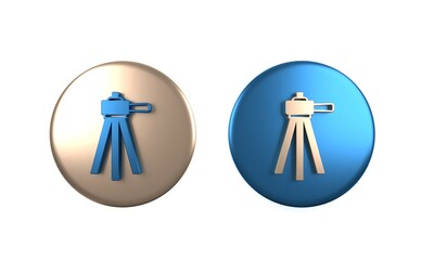 Colorful Tripod icon isolated on white background. Circle button. 3D render illustration