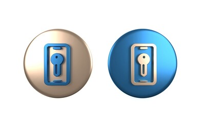 Colorful Smart key icon isolated on white background. Circle button. 3D render illustration