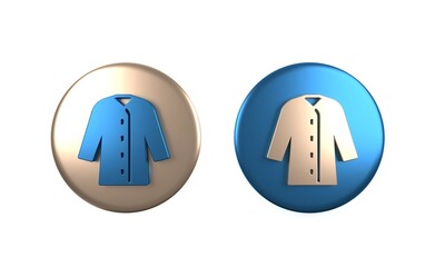Colorful Raincoat icon isolated on white background. Circle button. 3D render illustration