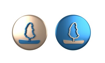 Colorful Tree icon isolated on white background. Forest symbol. Circle button. 3D render illustration