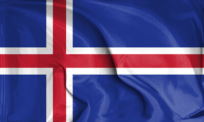 An up close view of Iceland flag flying textures