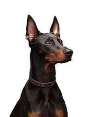 Doberman Pinscher Standing Against Transparent Background