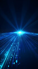 Blue light speed background with glowing lines, blue abstract technology banner design for digital video and film production, motion graphics or futuristic website template