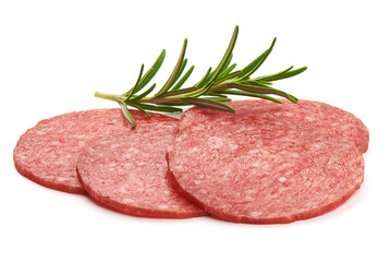 Pepperoni sausage, isolated on white background.