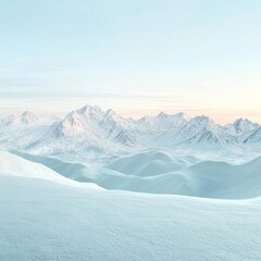 Obraz premium A snow-covered mountain range at dawn with a clear sky