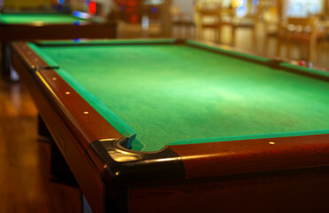 An Interior with billiard table outdoors.