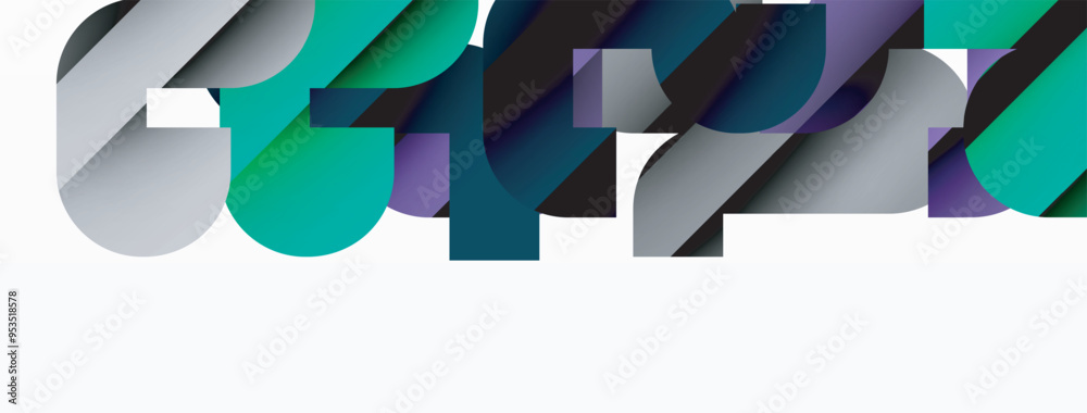 Poster abstract background. colorful geometric curve shapes with black shadow lines effects