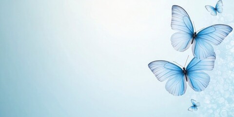 Blue-colored background with butterflies