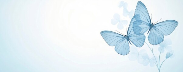 Blue-colored background with butterflies