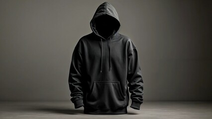 Black Hoodie Mockup on Dark Background