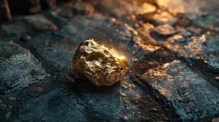 Fototapeta premium A lump of gold on a stone floor